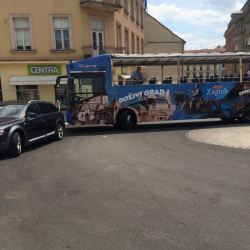 Zagreb Stuck Bus by dbl parked car